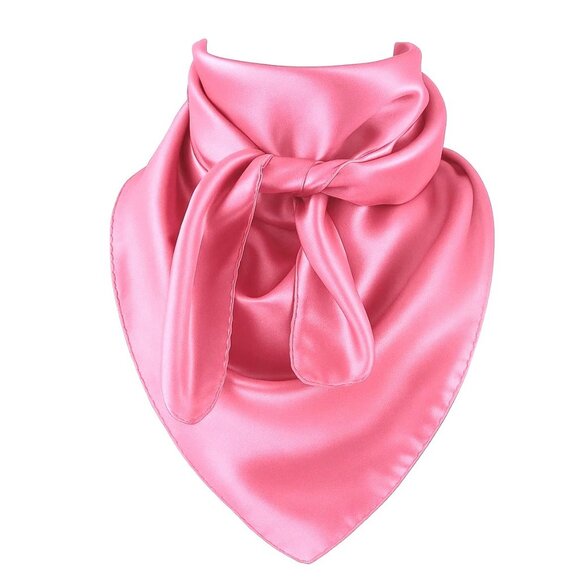 Pink Wild Rag Large Scarf 35x35" Satin Western Accessory Cowgirl or Cowboy - Picture 1 of 7